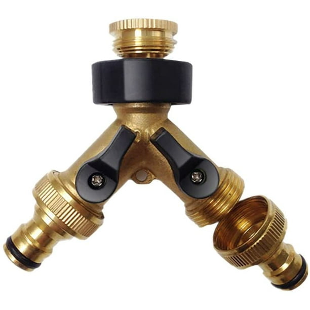 2 Way Solid Brass Hose Splitter 2Way Hose Connector With Shut OFF/ON