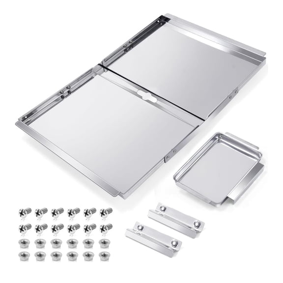 Adviace 24" x 15.5" Grill Drip Pans with 3-Piece Stainless Steel Grease Tray with Catch Pan