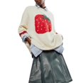 thumbnail image 1 of Suéter de Cuello Redondo de Otoño para Mujer, Suéter Informal de Punto con Estampado de Fresas y Larga, Tops Casuales Elegantes. XL, 1 of 8