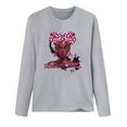 thumbnail image 3 of Fesfesfes Women Breast Cancer Prevention Printed Tops Casual Long Sleeve O-neck Sweatshirt Pullover Blouse Tops on, 3 of 4