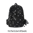 thumbnail image 2 of HUISZJ Corduroy Bow Printed Backpack, Large Capacity School Backpack With Bowknot, Reusable Shoulder Bag for Work School Outdoor (Black), 2 of 10