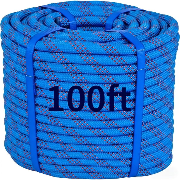 Cuerda de escalada Kynara Bull, 100 pies (30 m) de nailon, 3/8 pulgadas, azul