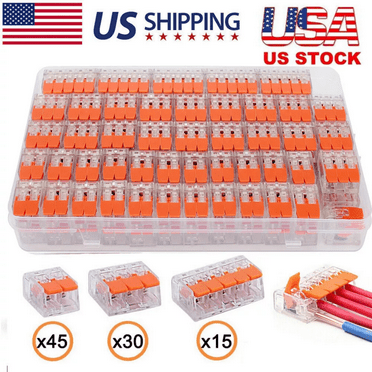 Jicanghai 90Pc For Wago 221 Electrical Connectors Wire Block Clamp Terminal Cable Reusable