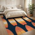 thumbnail image 3 of ODIKA Surfboard Wave Inspired Elongated Stripe Decorative Surf Shaped for Living Room, Under Sectional, Family , Non-Slip Flatwoven, 3 of 7