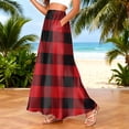 thumbnail image 2 of LWavelet Women Striped Print Maxi Skirt Elastic Waist With Pockets Casual Long Skirt Deep Red XL, 2 of 5