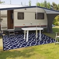 thumbnail image 4 of GENIMO Tapis d'Extérieur Réversible 6x9', Tapis de Patio en Plastique Imperméable, Tapis de Sol Fordable pour Patio, Camping, RV, Terrasse, Porche, Balcon, Arrière-Cour, blue&white, 4 of 7