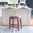 thumbnail image 2 of Linon Renner 24" Saddle Backless Counter Stool, Walnut/Brown Microfiber Cow Print, 2 of 9