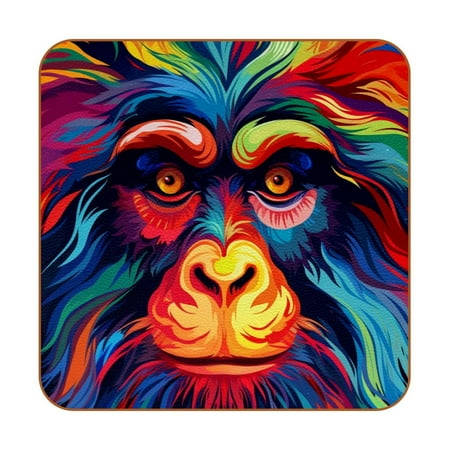 

OWNTA Monkey Pattern Premium 6-Piece Square Coaster Set in Microfiber Leather - Stylish & Durable Drink Coasters for Home Decor & Protection