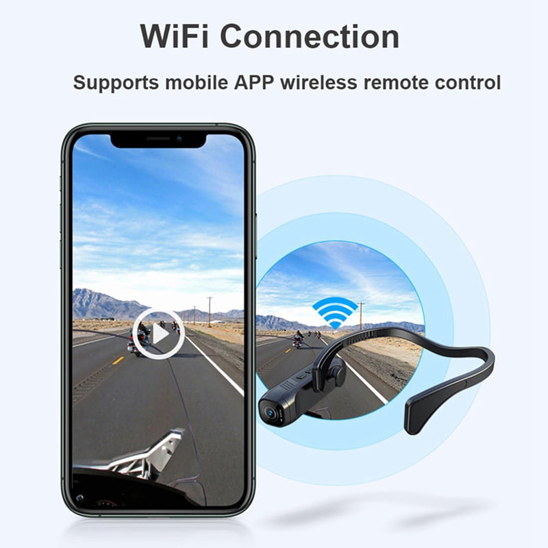 2X 4K 30FPS Head Mounted Camera Wearable WiFi Video Camcorder Camera 120°Wide Angle Lens Anti-Shake APP Control Camera