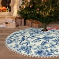 thumbnail image 6 of Rocae Vintage Floral Birds for Christmas Tree Skirt with Pom Pom Trim for Holiday Party for Holiday Home Decor Indoor Outdoor-30", 6 of 7