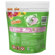 Gain Plus Flings Laundry Detergent Soap Pacs, All-In-One, Happy Hibiscus Scent, 18 Count