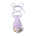 thumbnail image 2 of BLISSFUL STEP Inspired Women's Back to School Straps Kitten Heel Lace Up Sandals Light Purple 7.5, 2 of 8