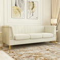 thumbnail image 4 of Hommoo 82.67in Modern Velvet Fabric 3-Seater Sofa, Button Tufted Sofa Couch for Compact Living Space, Apartment,Beige, 4 of 8