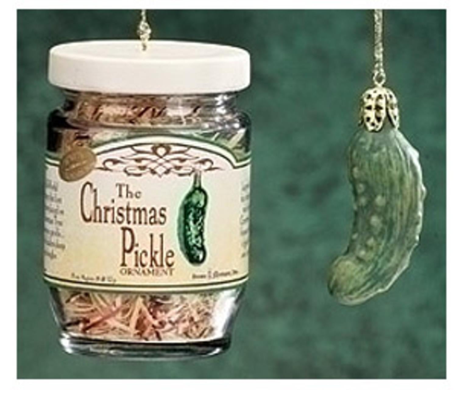The Famous German Christmas Pickle in Glass Jar Holiday Ornament Set