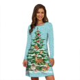 thumbnail image 1 of Vestido de ciervo de Navidad para mujer, minivestido de manga larga, corte en A, talla grande, informal, 3D, árbol de Navidad, copo de nieve, 1 of 5