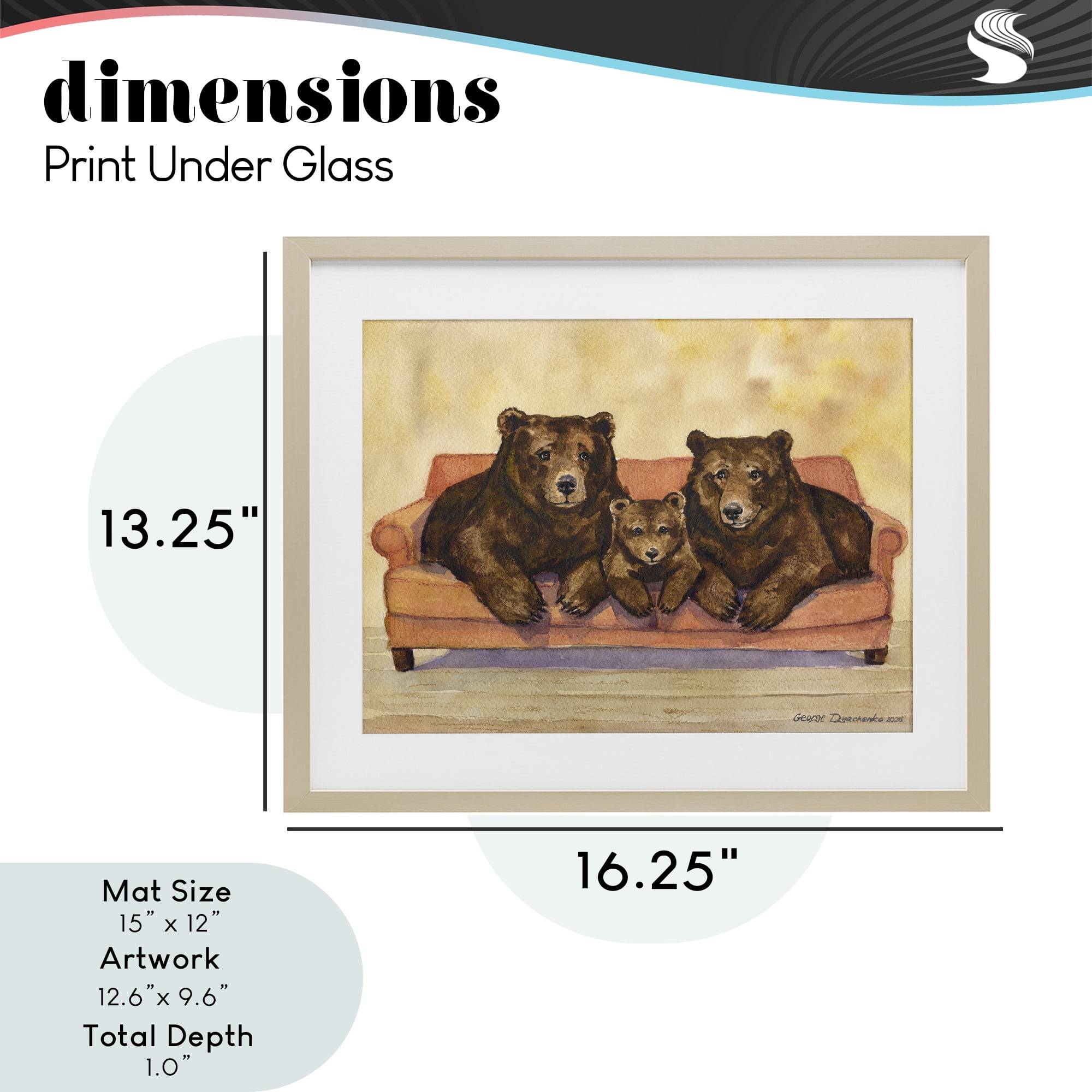 Stupell Industries Bear Family Trio Birch Framed Print Under Glass, design by George Dyachenko