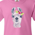 thumbnail image 4 of Inktastic Cute Llama with Flower Youth T-Shirt, 4 of 5