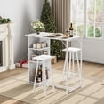 thumbnail image 4 of Kojooin 3-Piece Small Bar Table and Chairs Set with 3 Storage Shelves and Stools for 2, 4 of 8