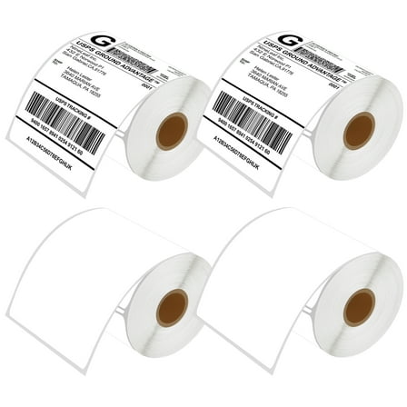 NineLeaf 4 Rolls Compatible for DYMO 1744907 4 in x 6 in Postage Address Shipping Direct Thermal Labels, 220 Labels Per Roll