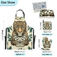 thumbnail image 3 of Leopard in Leaves 5 Pcs Kitchen Set Heat Resistant Oven Mitts and Non-Slip Pot Holders with Adjustable Cooking Apron, 3 of 6