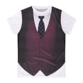 thumbnail image 3 of YONGHS Men's Short Sleeve Funny Shirt Fake Two-Piece Vest Necktie 3D Print Summer T-shirt Tops Burgundy 4XL, 3 of 7