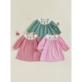 thumbnail image 3 of BemeyourBBs Girl Christmas A Line Dress Tree Embroidery Long Sleeves Plaid Dress, 3 of 9