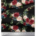 thumbnail image 2 of Soimoi Black Poly Georgette Fabric Ranunculus & Penoy Floral Print Printed Fabric 1 Yard 42 Inch Wide, 2 of 3