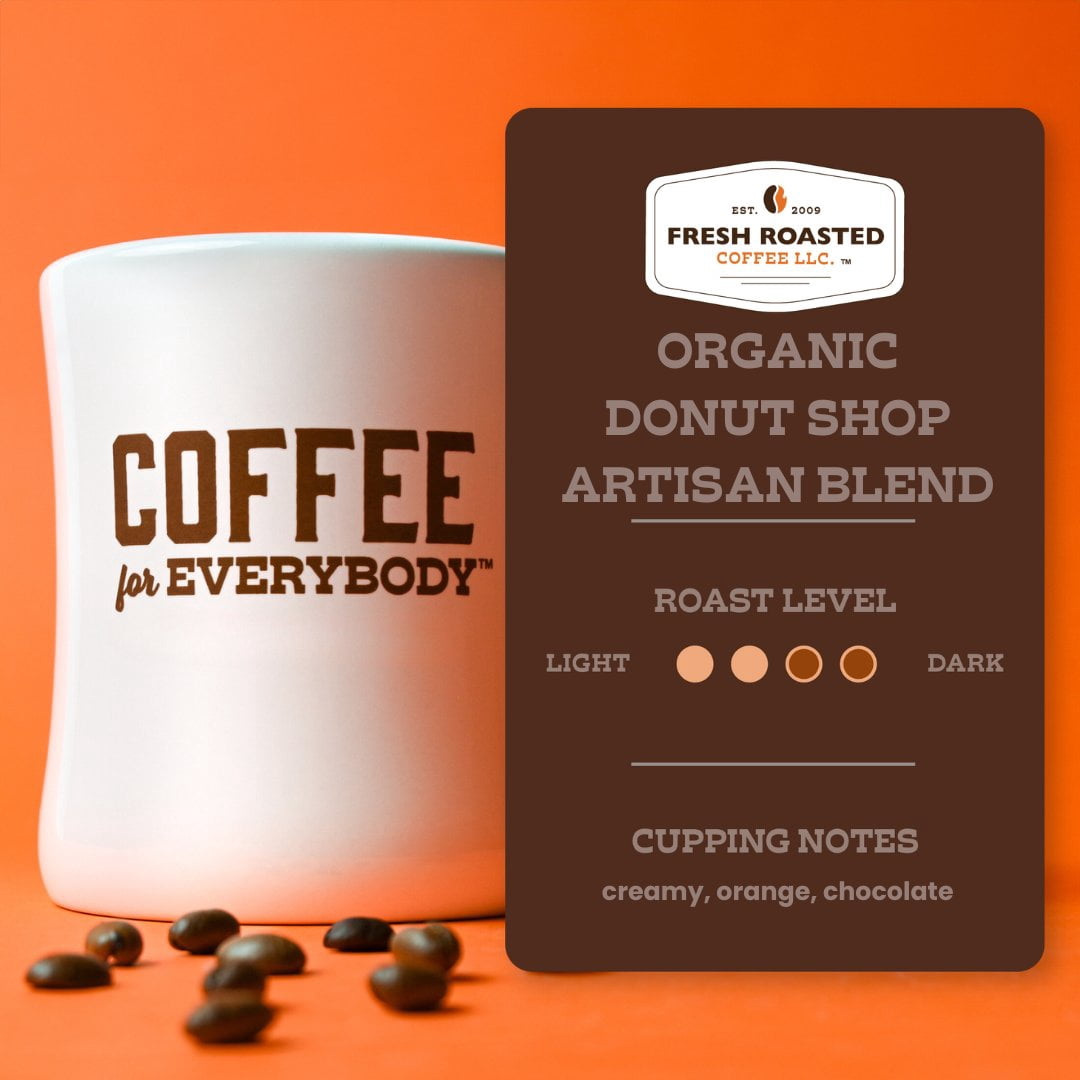 3 pack Fresh Roasted Coffee, Organic Donut Shop Blend Coffee, Medium Roast, Ground, 12 oz