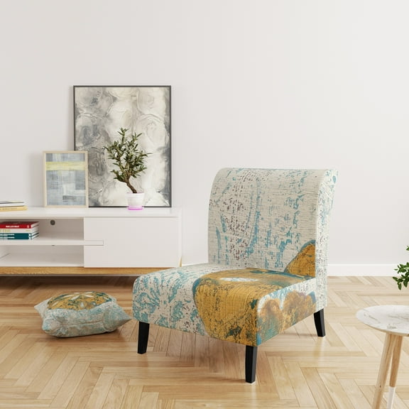 Designart "Coastal Pastel Seashells II" Upholstered VIntage Nautical Accent Chair - Arm Chair