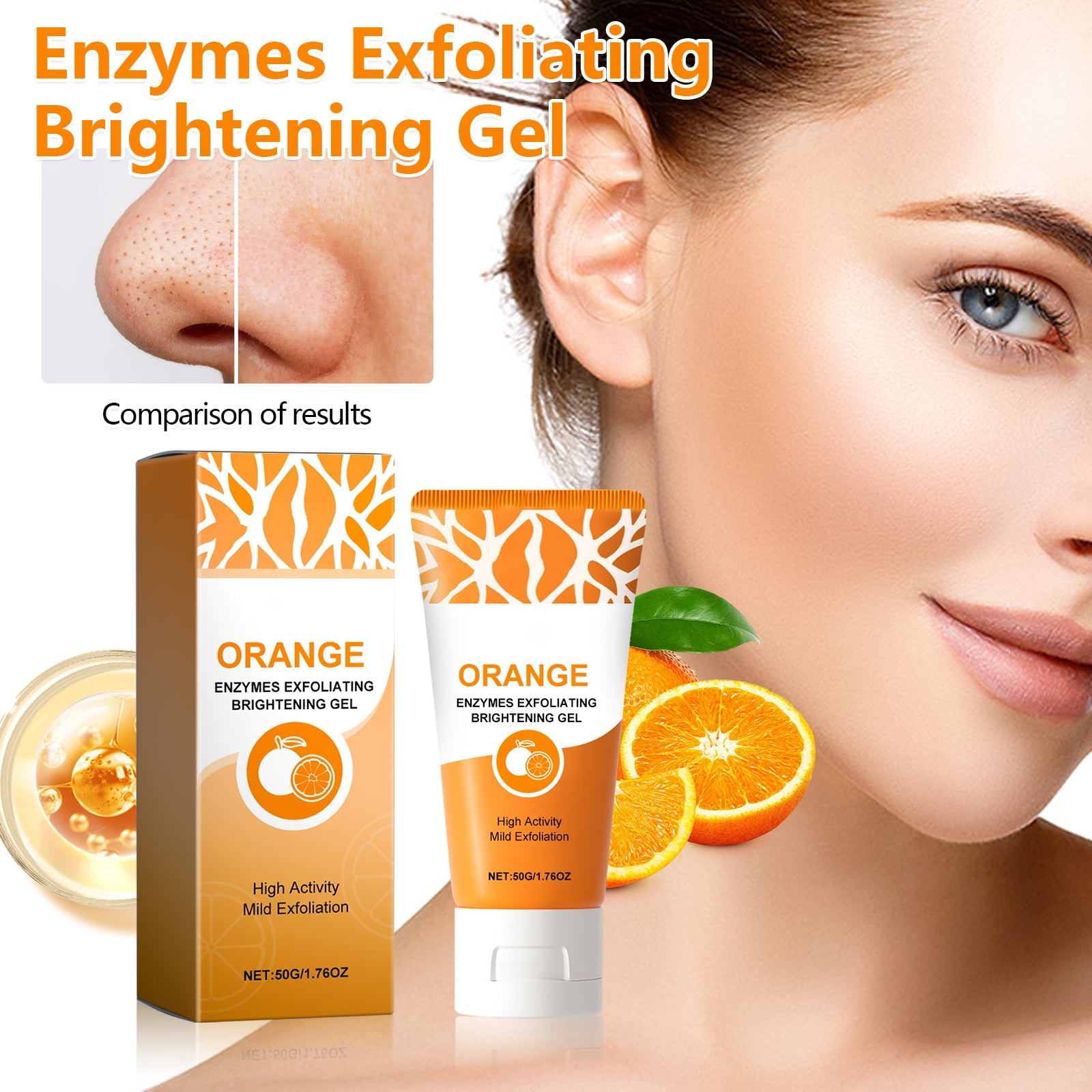 Alvantor Orange Exfoliating Gel for Face and Body, All Skin Types, 1.76oz