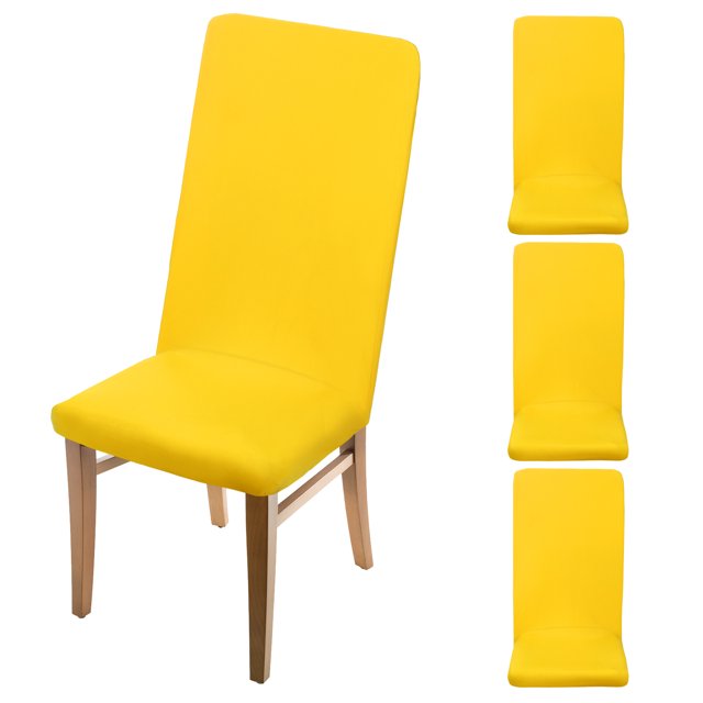Funda de silla de comedor de 4 piezas, funda de silla parson de 45-55 cm, amarilla