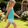 thumbnail image 6 of Amidoa Girls Summer 2 Piece Outfits Cute Floral Tank Top and Casual Shorts Kids Green Size 8, 6 of 7