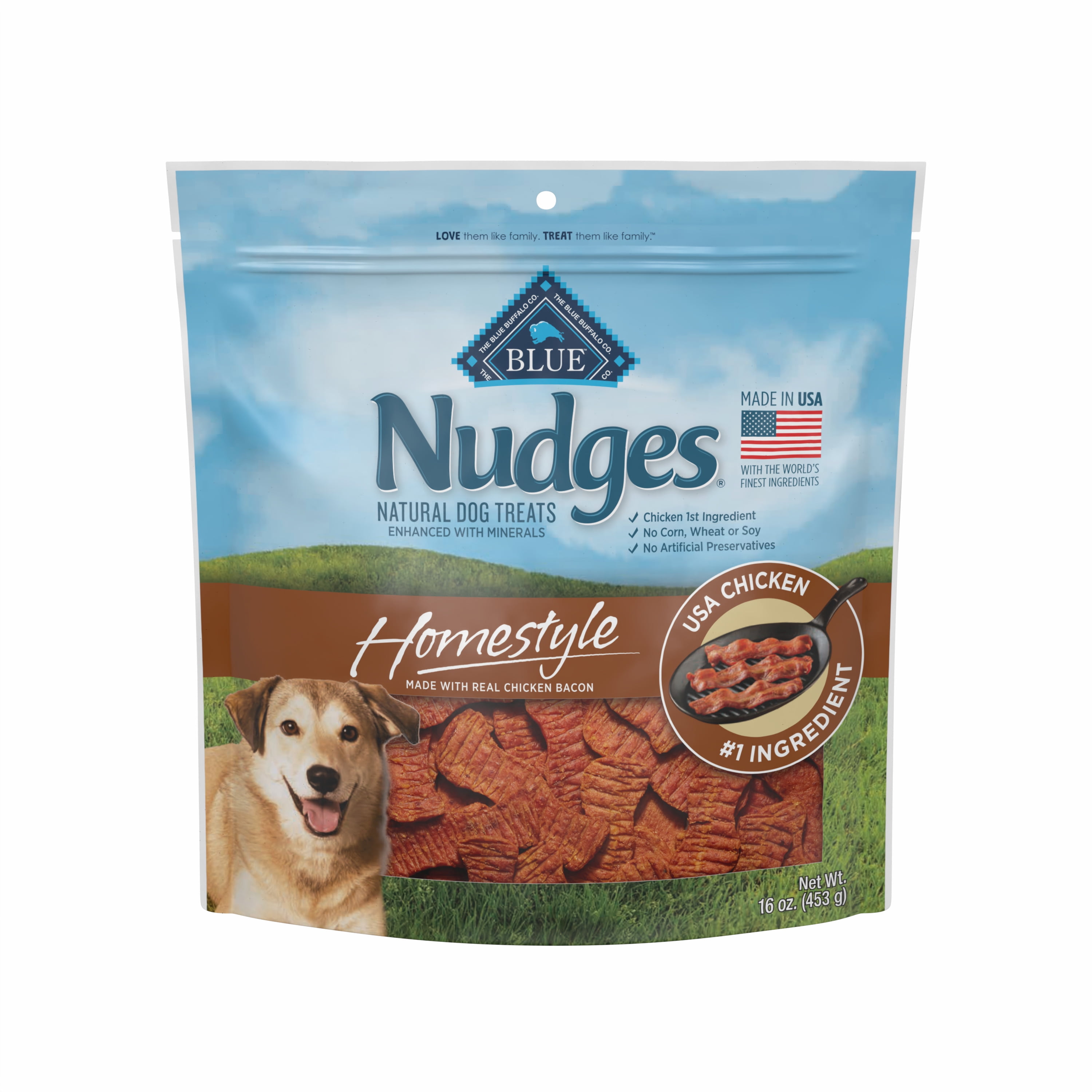 Blue Buffalo Nudges Homestyle Natural Dog Treats, Chicken and Bacon