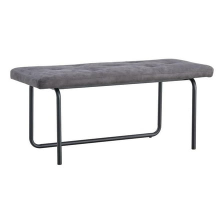 Camilla Faux Leather Upholstered Bench with Tufted Design In Gray