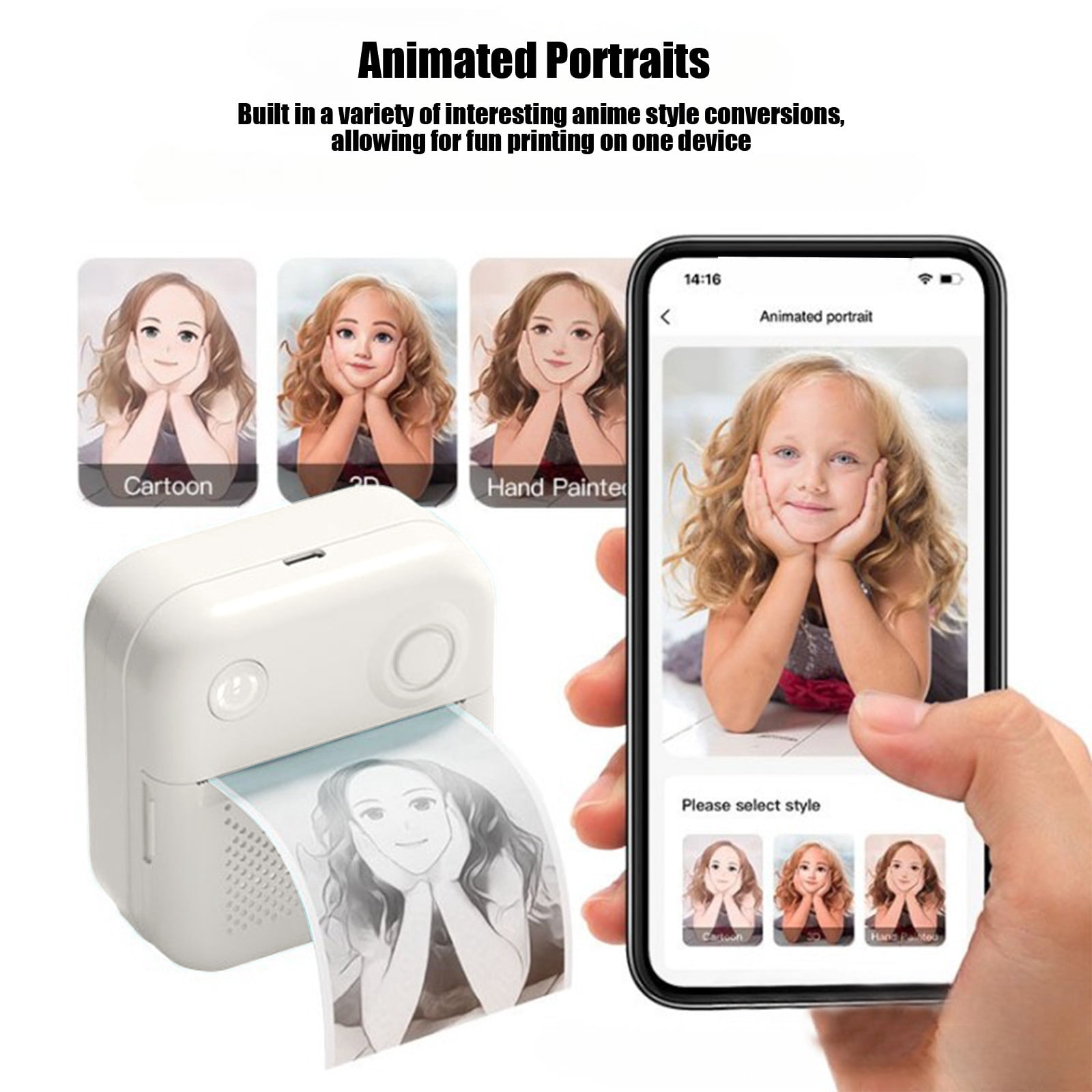 PPgejGEK Label Printers Photo Label Printing Wrong Organiser Small Home Portable Wireless Bluetooth Thermal Home Storage Kitchen Sorting Holiday