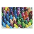 thumbnail image 1 of Crayon Cutting Board, Close up Photo of Painting Crafts in Assorted Colors with Blurred Background, Decorative Tempered Glass Cutting and Serving Board, in 3 Sizes, by Ambesonne, 1 of 2