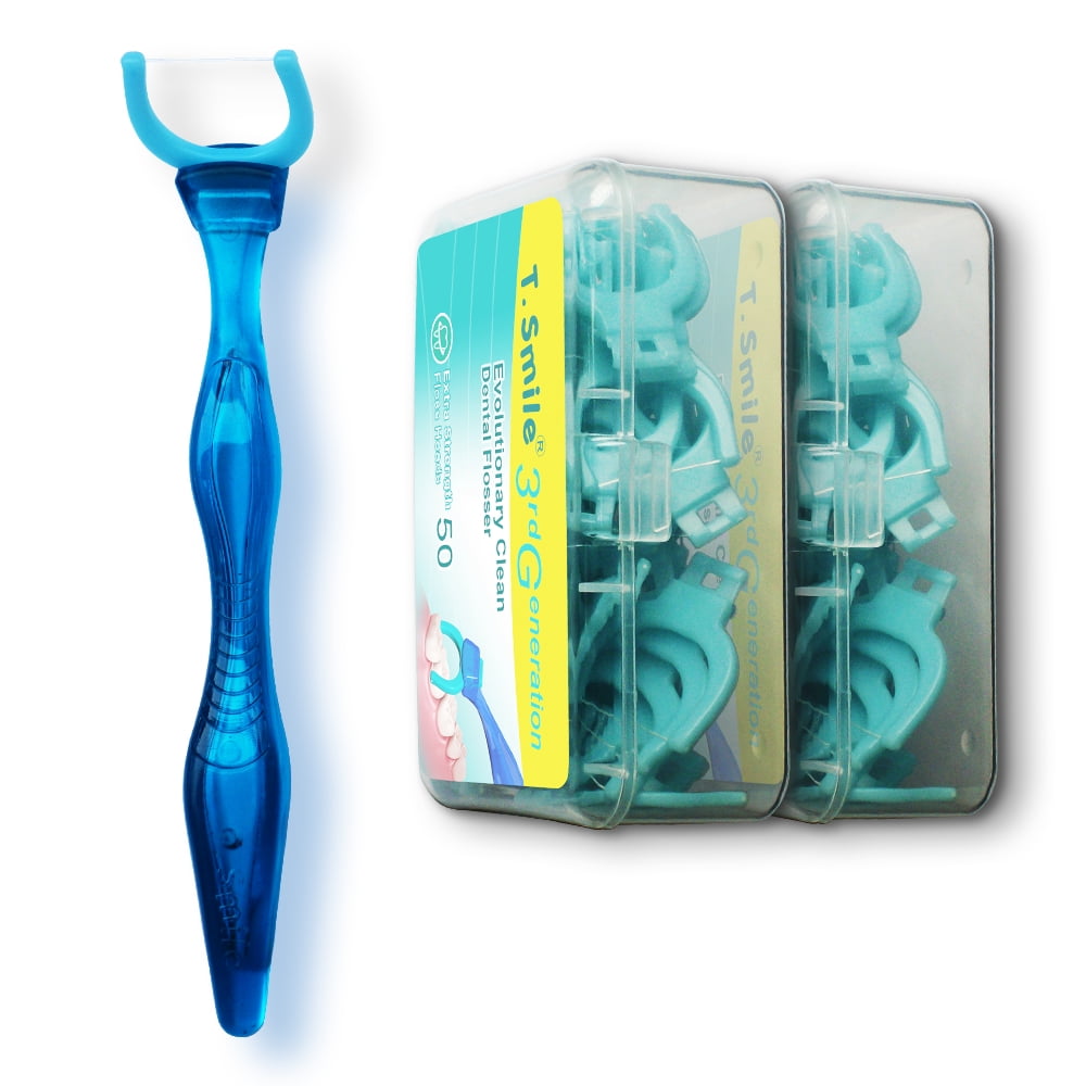 T.Smile Evolutionary Clean Dental Flossers, Kit of Refills Plus Mid