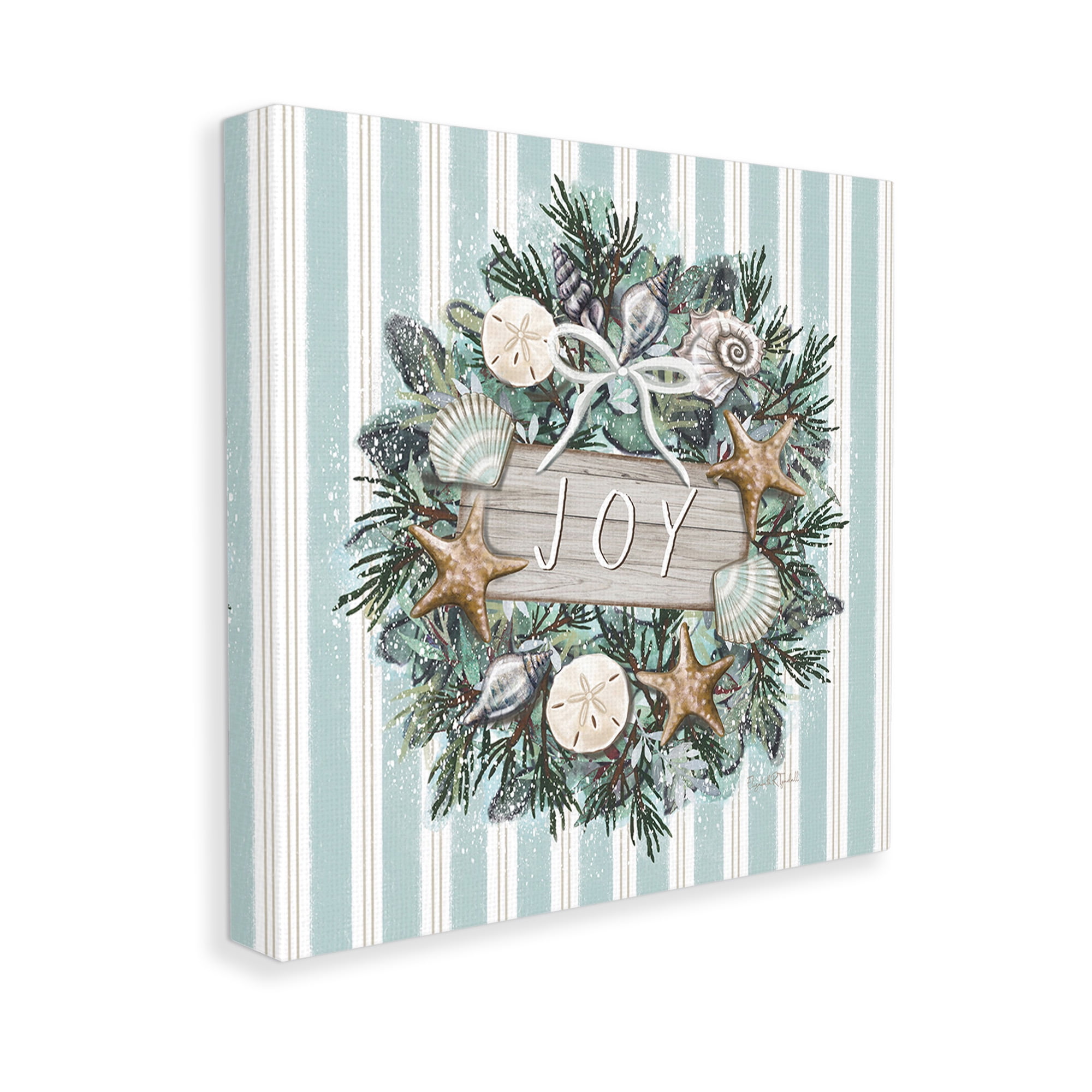 Stupell Industries Nautical Winter Wreath Holiday Painting Gallery Wrapped Canvas Art Print Wall Art, 17 x 17