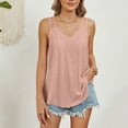 thumbnail image 4 of lmcalzta Tank Tops for Women Loose Fitting Trendy Stretchy V Neck Casual Spaghetti Strap Tops Summer Solid Basic T Shirt, 4 of 8