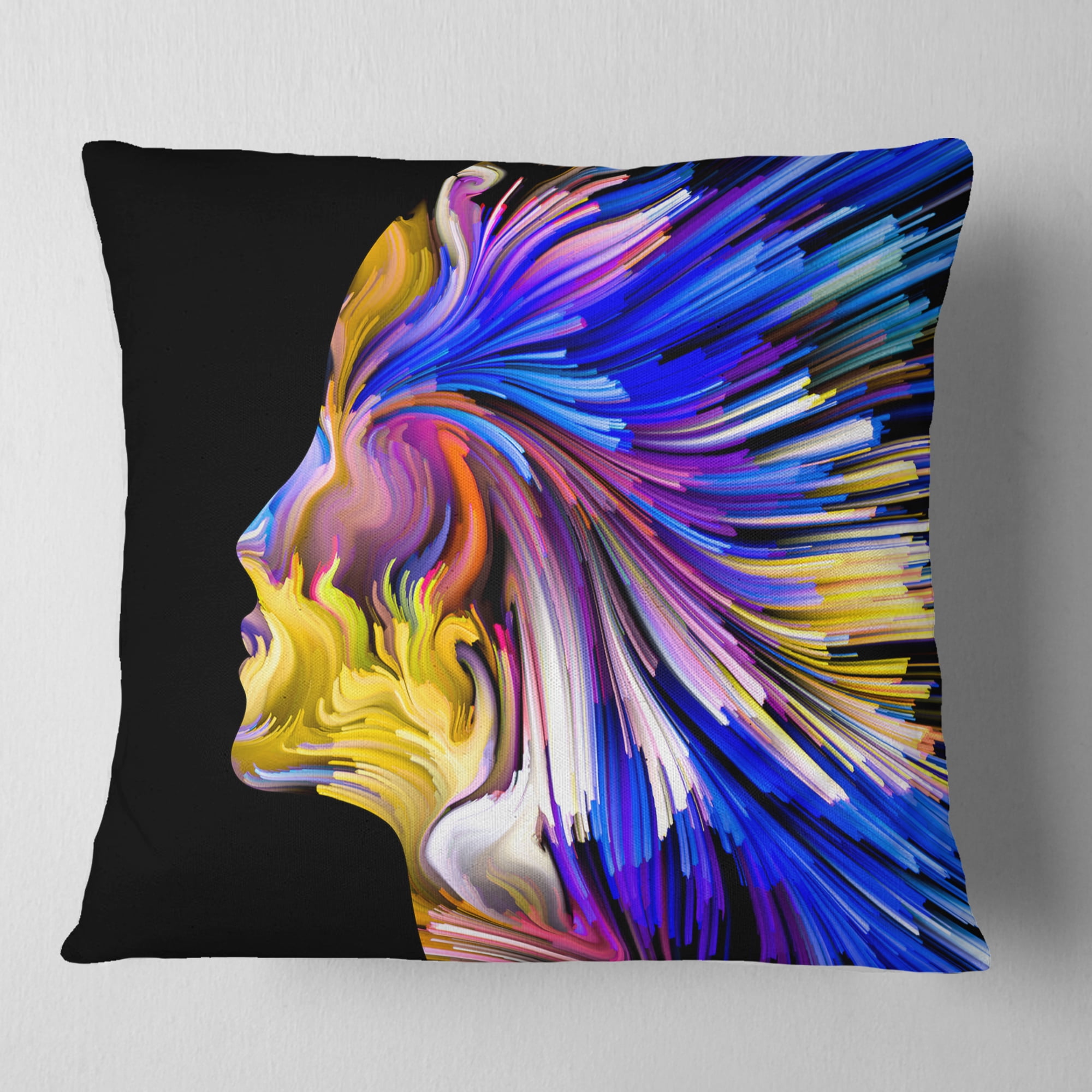 Designart Imagination in Blue - Abstract Throw Pillow - 16x16