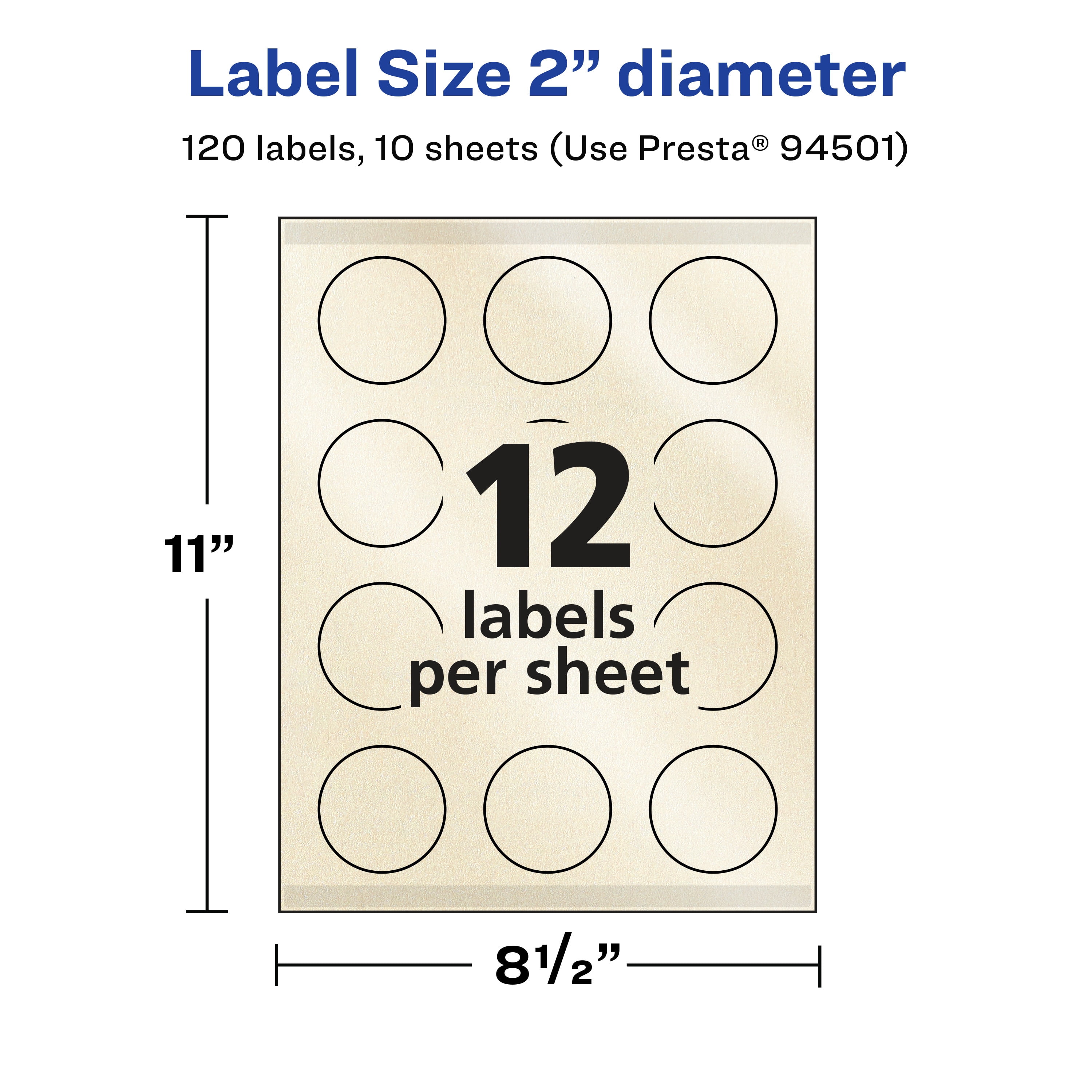 Avery Pearlized Ivory Round Labels, 2" Diameter, 120ct