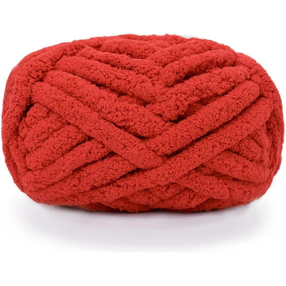 Xiao Hua 1 ball thick knitted chenille yarn, suitable for hand woven blankets, ultra soft large blanket yarn, red