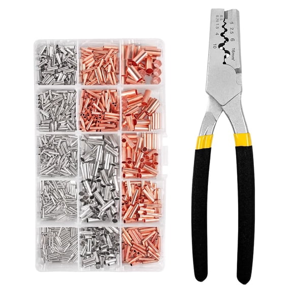 PZ0.5–16 Wire Crimping Tool Kit, 970PCS Ferrule Terminals with 48PCS Heat Shrink Tubes, Copper Wire Connectors, Electrical Cable End Sleeve Crimper Set