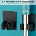 thumbnail image 4 of Wall Mounted Broom Mop Holder Kitchen Utensil Rack Bathroom Adhesive Tools Clip Organizer Black, 4 of 7