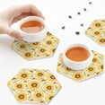 thumbnail image 7 of Pofeuu Watercolor With Sunflowers Print Leather Coasters Set of 6, Round Cups Mugs Mat Pad for Home Kitchen Heat Resistant Drink Coasters,Hexagon, 7 of 7