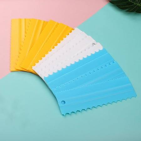 

Yesbay 4Pcs/Set Cake Scraper Set Non-slip Comfortable Grip Plastic Buttercream Cake Scraper Comb Baking Tool
