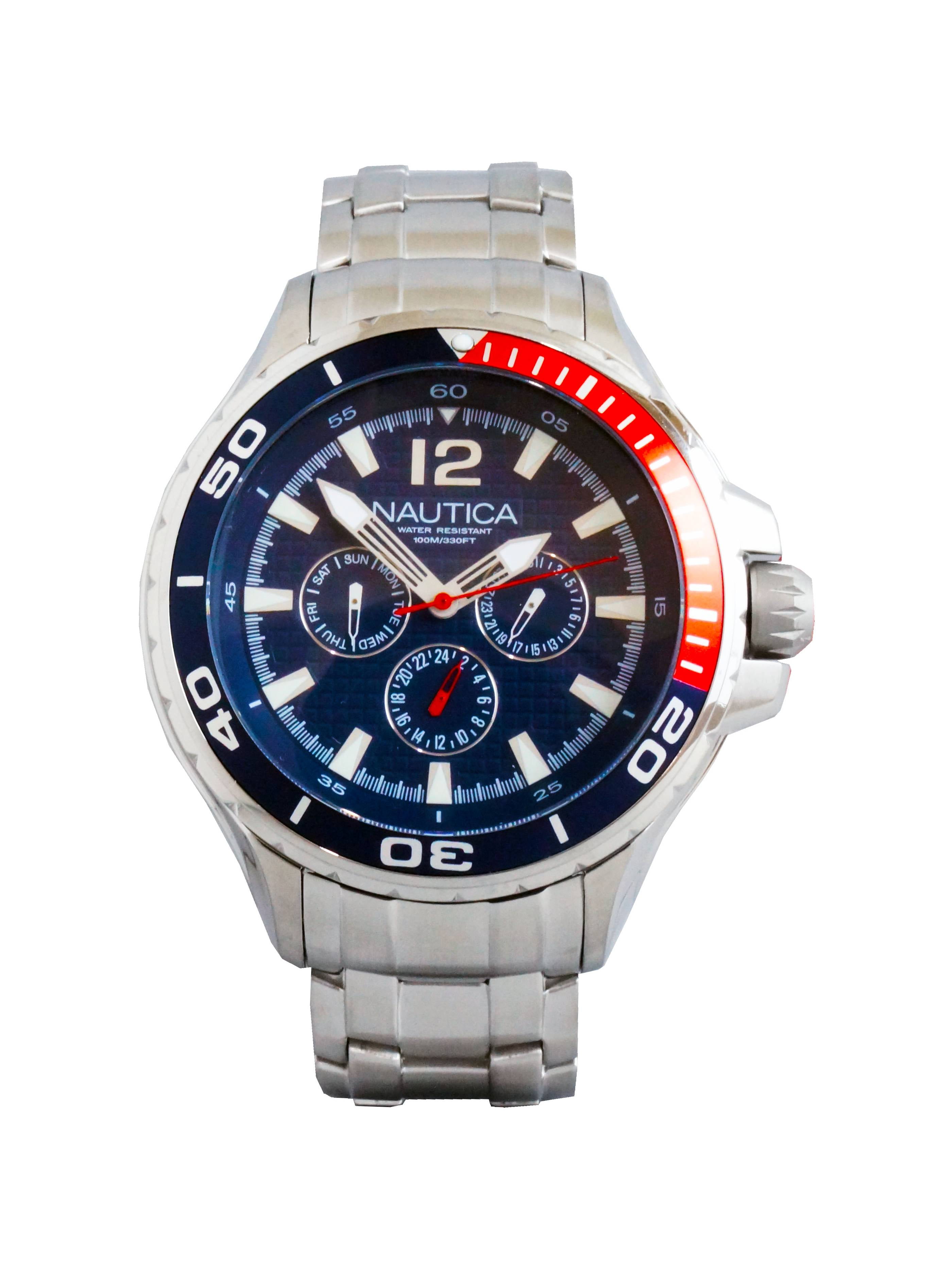 Nautica - Nautica Men's Classic Stainless Steel Analog Watch w/ Enamel