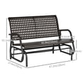 thumbnail image 3 of Outsunny 2 Seater Wicker Outdoor Glider Bench, Patio Swing Garden Bench, Garden Loveseat Rocking Chair, w/ Extra Wide Seat, Curved Backrest for Backyard, Poolside, Lawn, Brown, 3 of 10