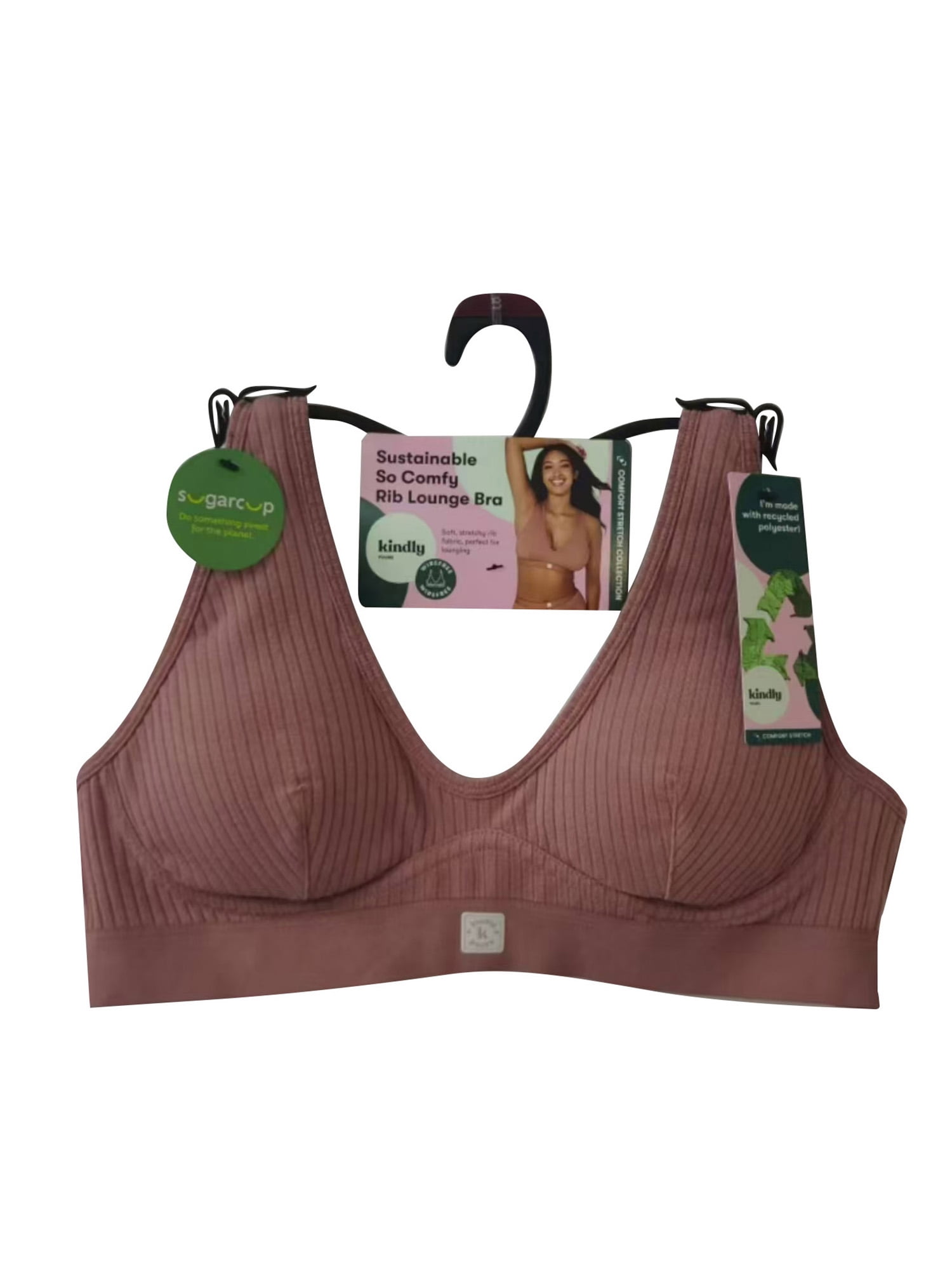 Kindly Yours Women’s So Comfy Wire-Free Rib Lounge Bra, Sizes S-XXXL