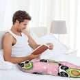thumbnail image 4 of Uemuo Panda Avocado Pattern Men's Wide Leg Palazzo Lounge Pants with Pockets Light Weight Loose Comfy Casual Pajama Pants-XX-Large, 4 of 9